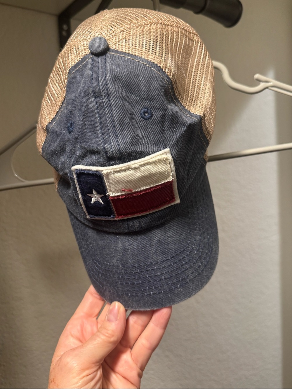 Source Unknown Navy and Tan Trucker Hat with Texas Patch-men or women